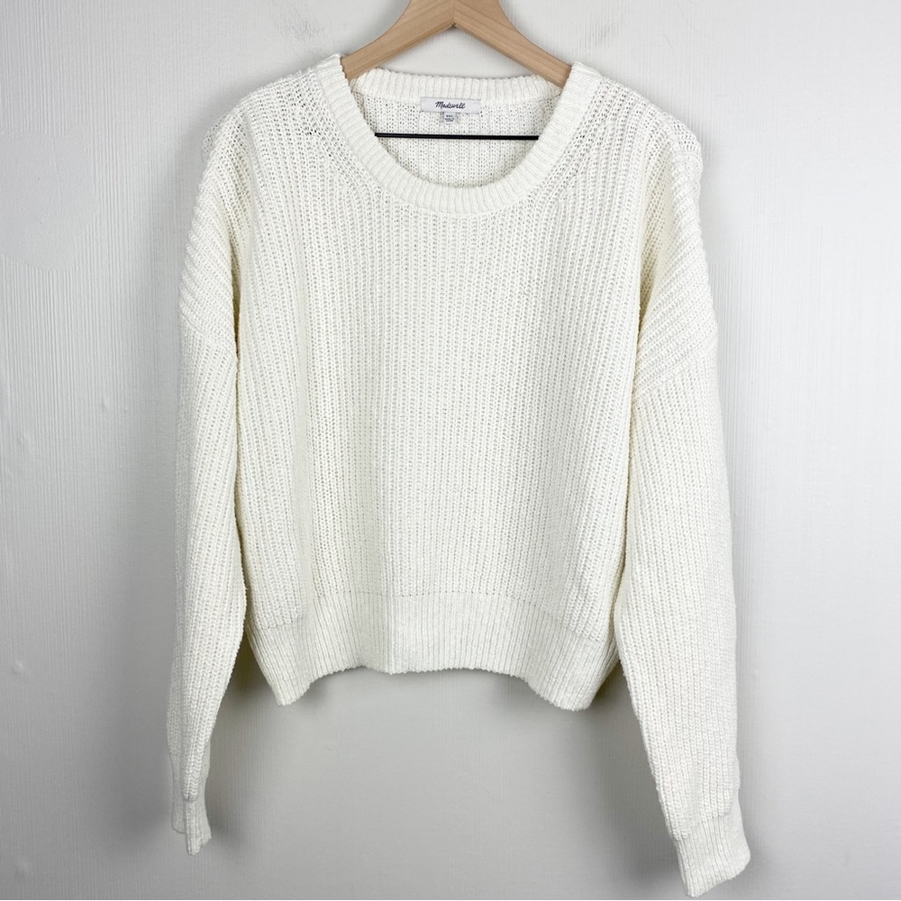 Madewell Womens XXL Cropped Textural-Knit Pullovers Sweater